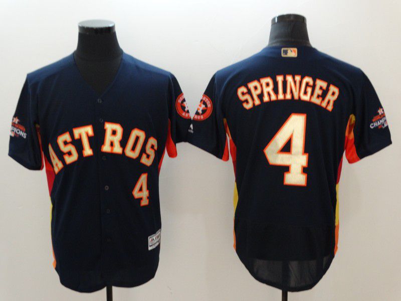 Men Houston Astros #4 Springer Blue Elite Champion Edition MLB Jerseys